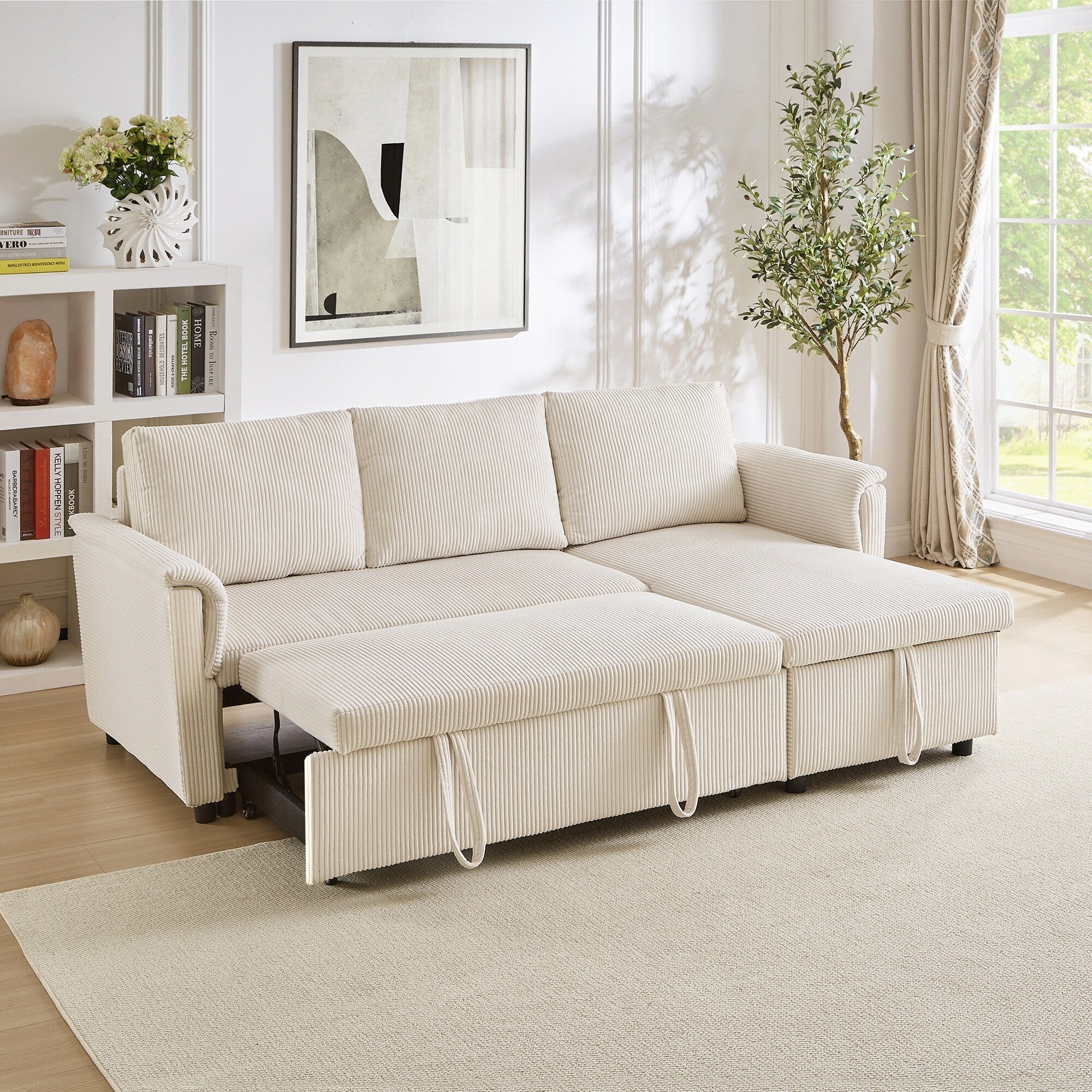 Canapé causeuse avec chaise longue Canapé convertible modulaire en L avec chaise longue de rangement