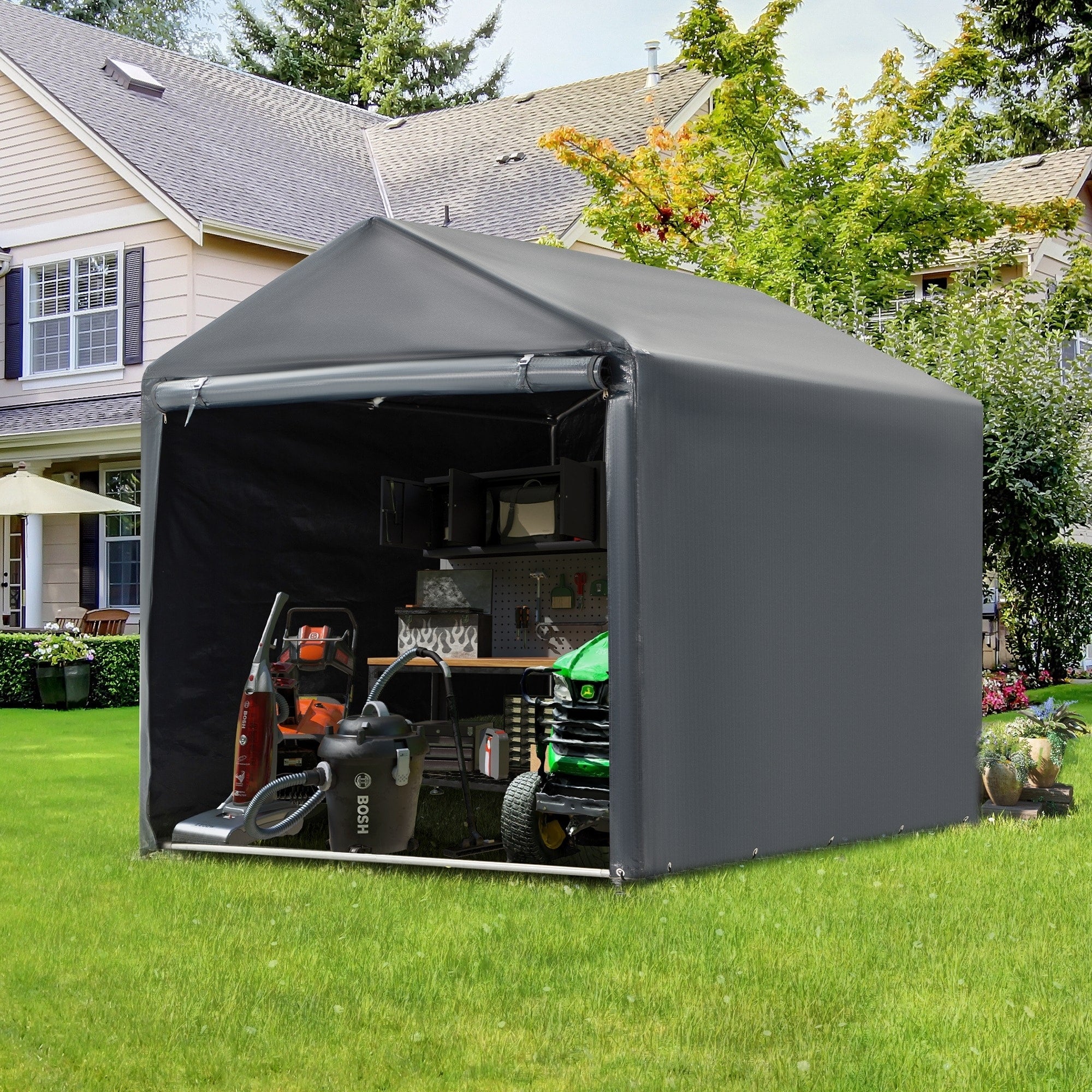 Abri de jardin et abri d'auto extérieur : abri portable pour vélos, motos et rangement de jardin