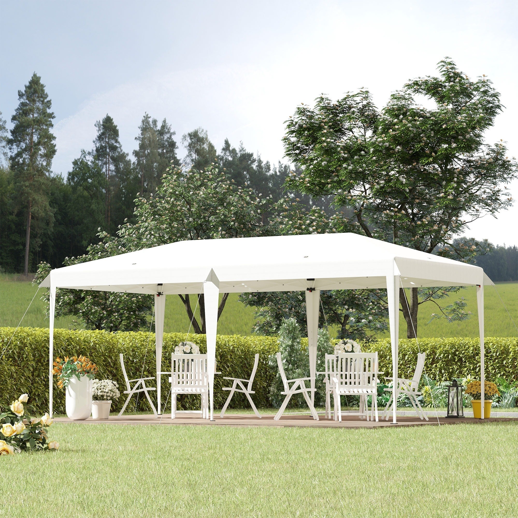 Auvent pop-up robuste Outsunny avec cadre robuste, toit anti-UV et sac de transport pour terrasse, jardin, plage et arrière-cour