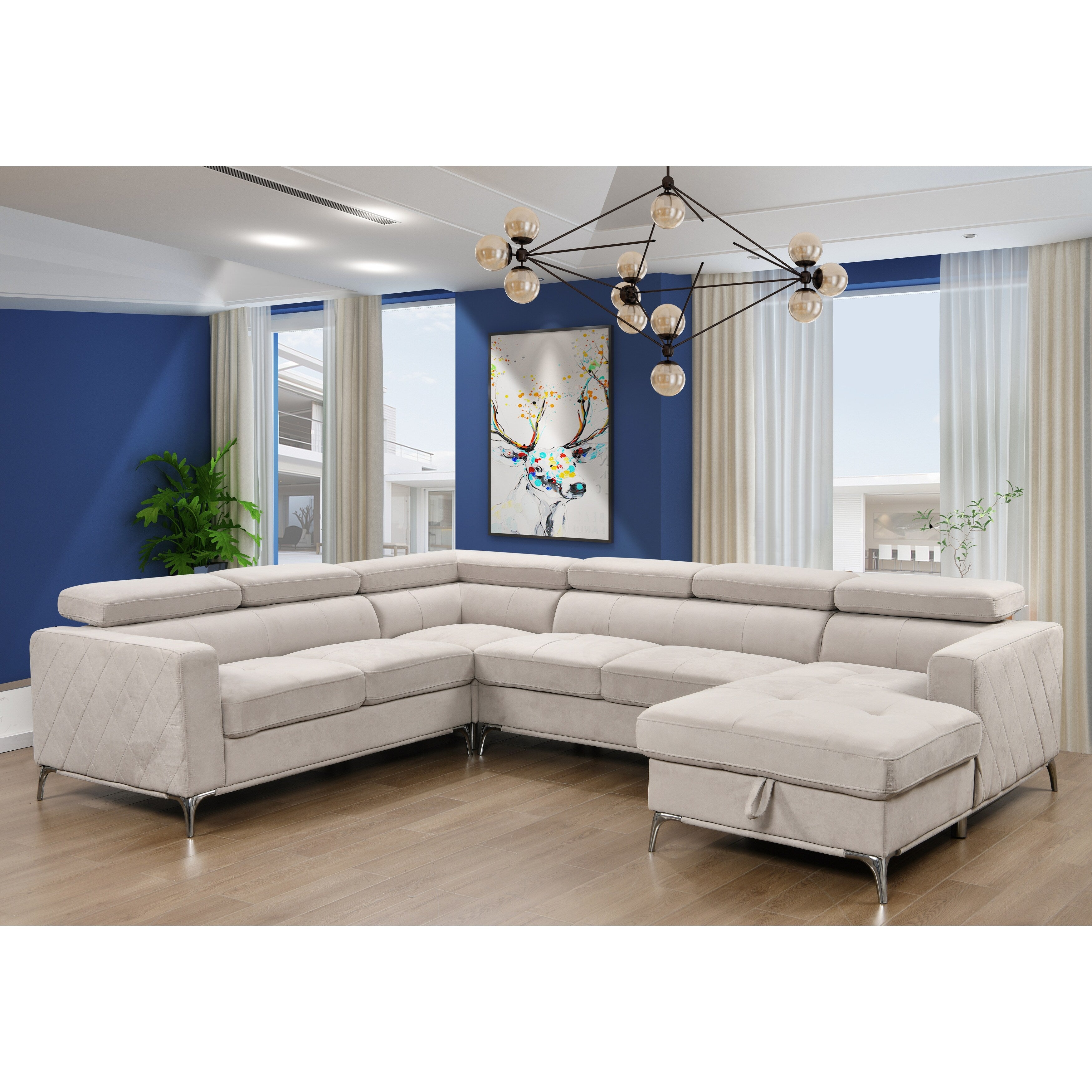 Canapé sectionnel surdimensionné Roomfitters 122 avec rangement pour méridienne, canapé contemporain en U 7 places