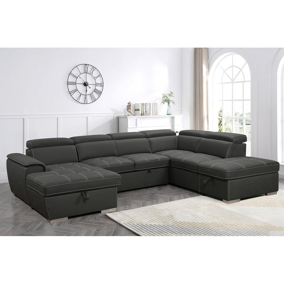 Canapé modulable réversible 7 places Roomfitters 128 en U avec repose-pieds, gris