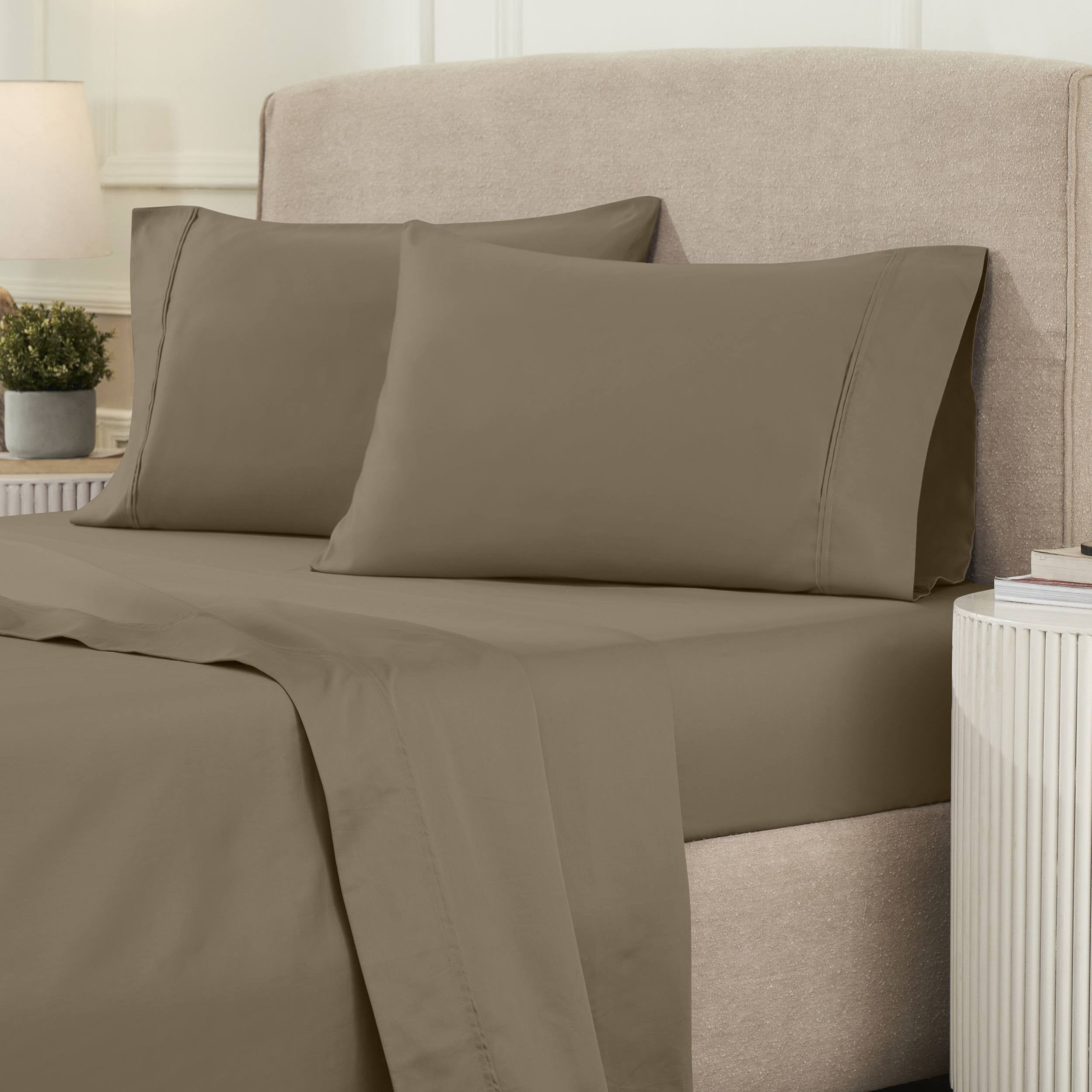 Parure de draps unie écologique en coton égyptien de qualité supérieure 1 200 fils