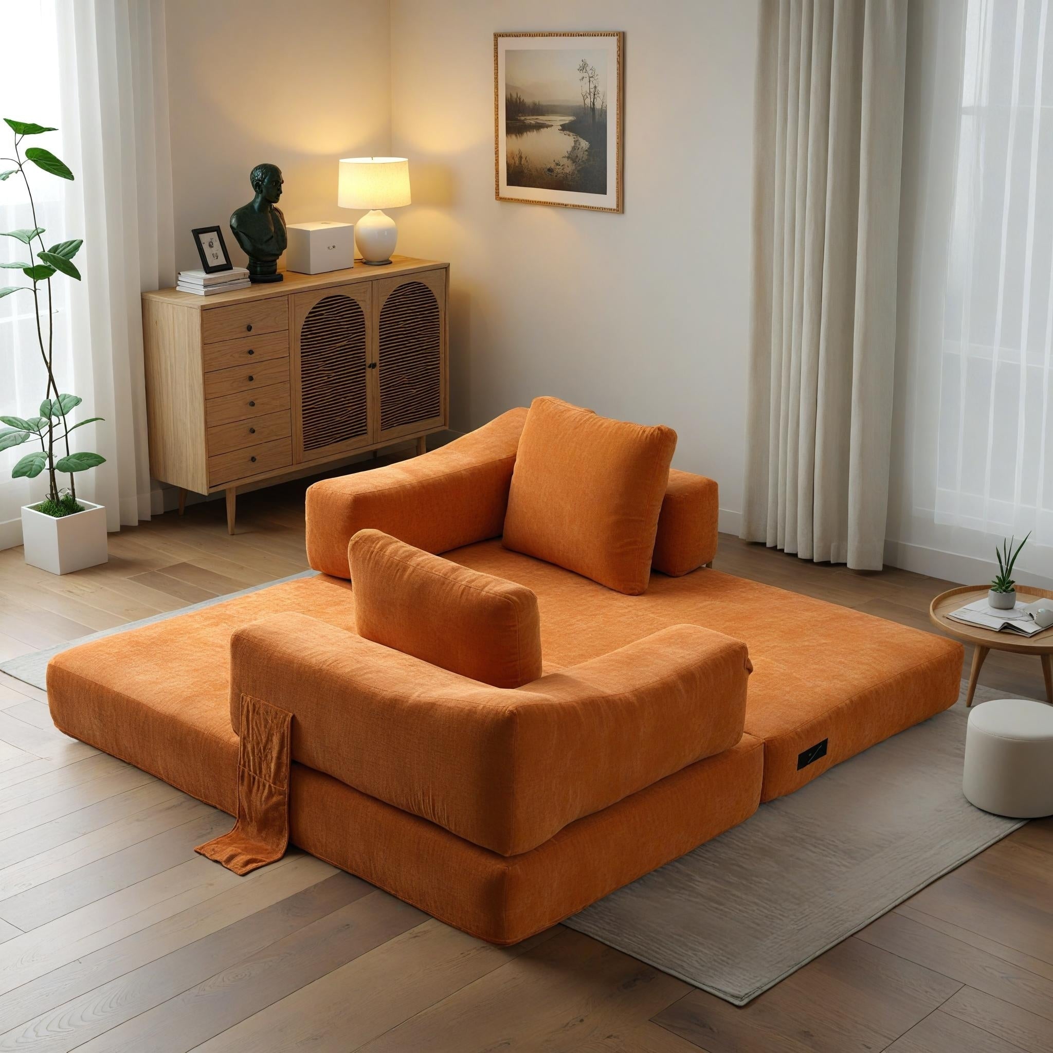 Canapé-lit convertible rembourré 70,87 $, fauteuil convertible, canapé de sol confortable pour salon, chambre, tissu chenille