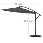 Parasol déporté à manivelle en acier de 10 pieds avec base lestée