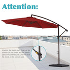 Parasol déporté à manivelle en acier de 10 pieds avec base lestée