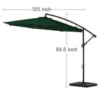 Parasol déporté à manivelle en acier de 10 pieds avec base lestée