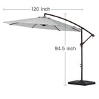 Parasol déporté à manivelle en acier de 10 pieds avec base lestée