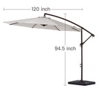 Parasol déporté à manivelle en acier de 10 pieds avec base lestée
