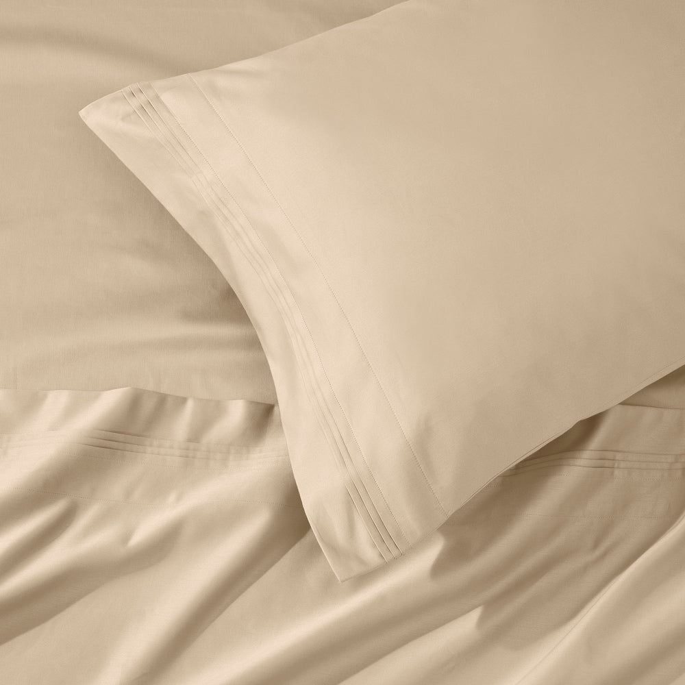 Parure de draps en coton égyptien de qualité supérieure 1000 fils au pouce carré, à poches profondes et à motif uni