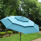 Parasol de terrasse inclinable à 3 niveaux de 10 pieds de MAISON ARTS, parasol d'extérieur à double ventilation avec lumières LED