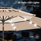 Parasol de terrasse inclinable à 3 niveaux de 10 pieds de MAISON ARTS, parasol d'extérieur à double ventilation avec lumières LED