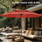 Parasol de terrasse inclinable à 3 niveaux de 10 pieds de MAISON ARTS, parasol d'extérieur à double ventilation avec lumières LED