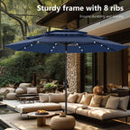 Parasol de terrasse inclinable à 3 niveaux de 10 pieds de MAISON ARTS, parasol d'extérieur à double ventilation avec lumières LED