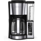 Cafetière programmable 12 tasses, 2 modes d'infusion, plaque chauffante réglable, réservoir de 1,7 l, infusion différée, acier inoxydable noir
