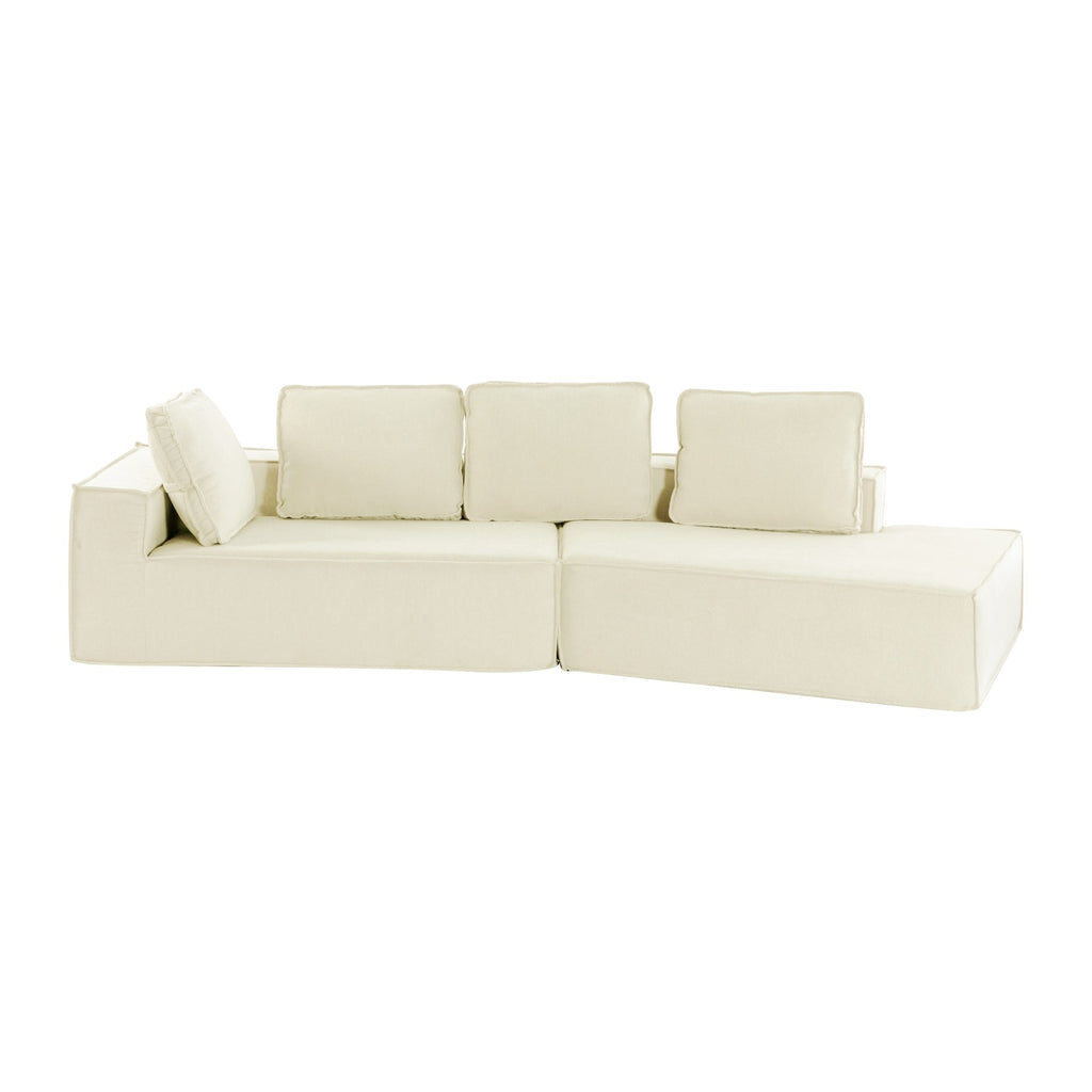 Canapé-lit d'intérieur moderne et élégant, 125 cm, aux lignes épurées, pour salon, beige