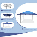 Gazebo de jardin renforcé escamotable avec rideau d'angle élégant - 13 x 13 pi