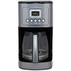 Cafetière automatique 14 tasses, carafe en verre, réglage de la force d'infusion, acier inoxydable bronze