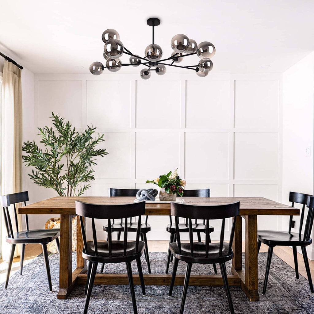 Lustre moderne à bulles Spoutnik de grande taille, noir ou doré, pour salle à manger