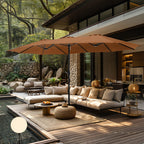 Parasol double extra large de 15 pieds pour patio double face de MAISON ARTS avec base incluse