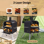 Four à pizza d'extérieur à 2 couches, four à pizza au feu de bois, gril à pizza d'extérieur pour camping - 16 pouces