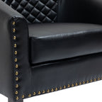 Lot de 2 chaises d'appoint tonneau en cuir vegan de 29 W avec garniture cloutée