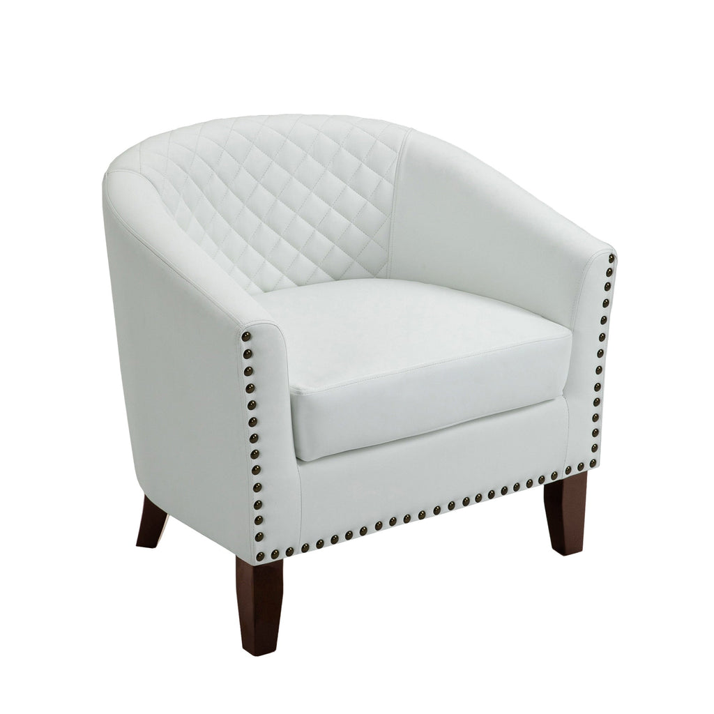 Lot de 2 chaises d'appoint tonneau en cuir vegan de 29 W avec garniture cloutée