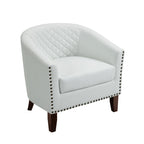 Lot de 2 chaises d'appoint tonneau en cuir vegan de 29 W avec garniture cloutée