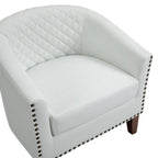 Lot de 2 chaises d'appoint tonneau en cuir vegan de 29 W avec garniture cloutée