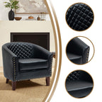 Lot de 2 chaises d'appoint tonneau en cuir vegan de 29 W avec garniture cloutée