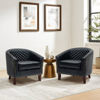 Lot de 2 chaises d'appoint tonneau en cuir vegan de 29 W avec garniture cloutée