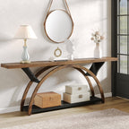 Console étroite à 2 niveaux avec cadre semi-circulaire pour entrée, tables d'appoint de couloir grises