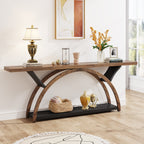 Console étroite à 2 niveaux avec cadre semi-circulaire pour entrée, tables d'appoint de couloir grises