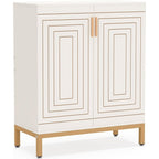 Meuble à chaussures moderne de 95 cm avec portes, blanc et doré, pour 20 paires de chaussures