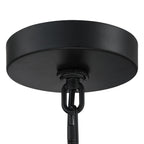 Suspension tambour traditionnelle en rotin naturel à 4 lumières avec auvent noir - Noir/ocre - 50,8 cm de largeur