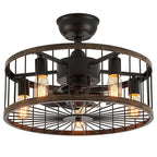 Ventilateur de plafond à profil bas de 20 po, style ferme moderne, finition bois, avec éclairage et télécommande