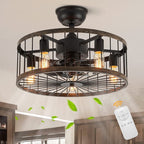 Ventilateur de plafond à profil bas de 20 po, style ferme moderne, finition bois, avec éclairage et télécommande