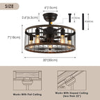Ventilateur de plafond à profil bas de 20 po, style ferme moderne, finition bois, avec éclairage et télécommande