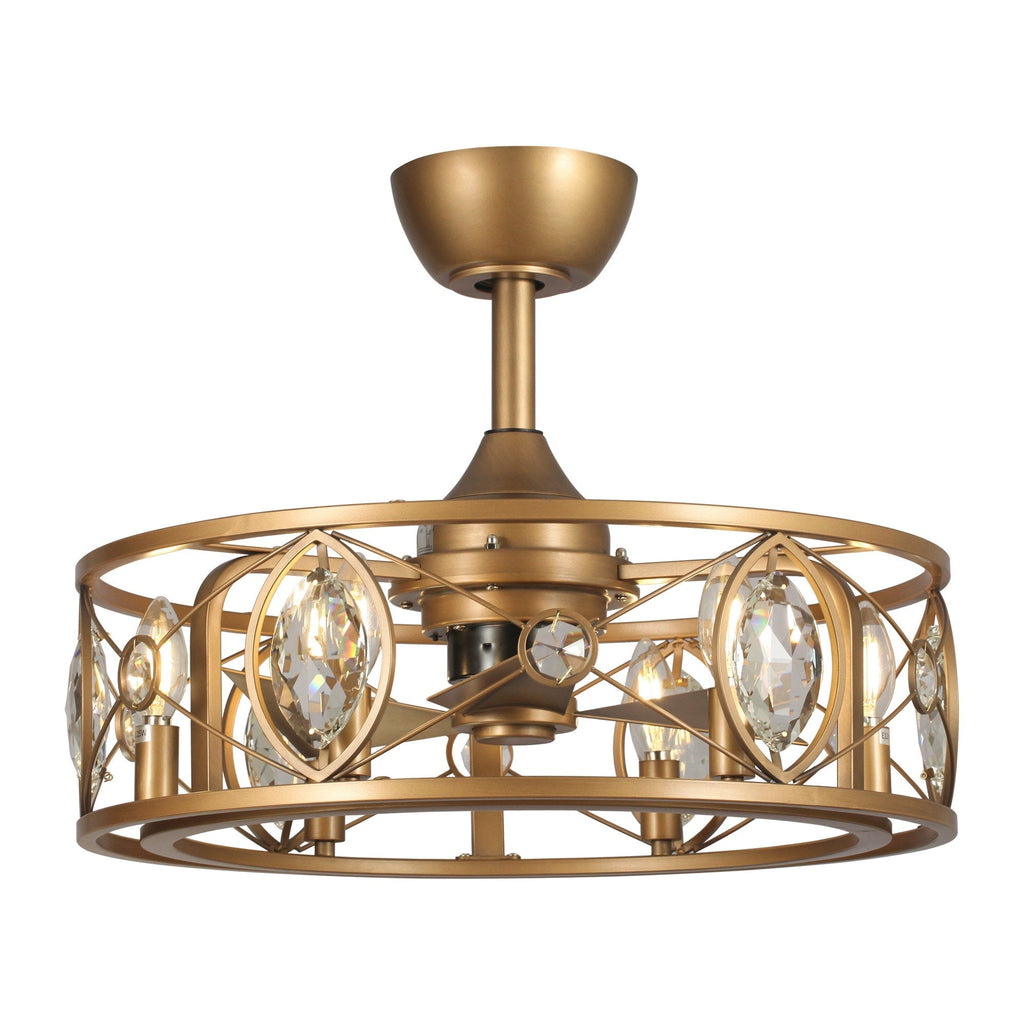 Lustre moderne en cristal avec ventilateur de plafond et télécommande