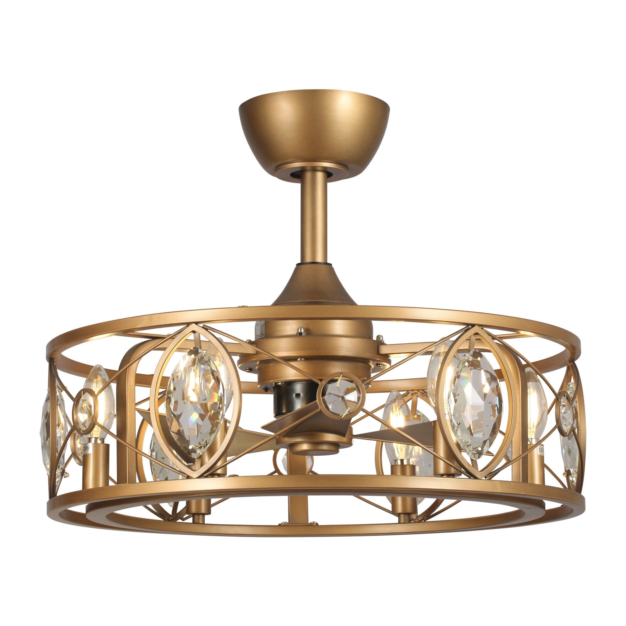 Lustre moderne en cristal avec ventilateur de plafond et télécommande