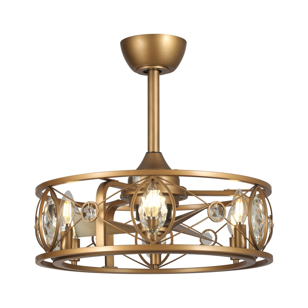 Lustre moderne en cristal avec ventilateur de plafond et télécommande