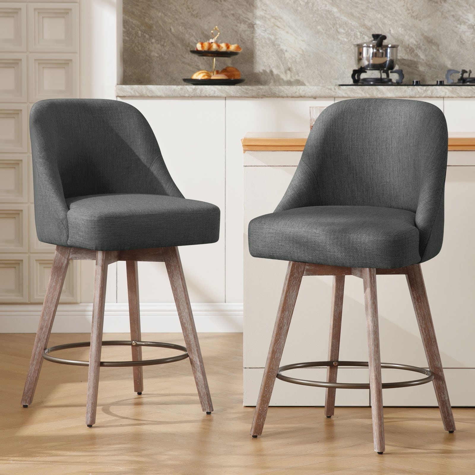 Tabouret de bar pivotant à hauteur de comptoir, rembourré - 39,37 (H) x 22,44 (P) x 21,65 (L)