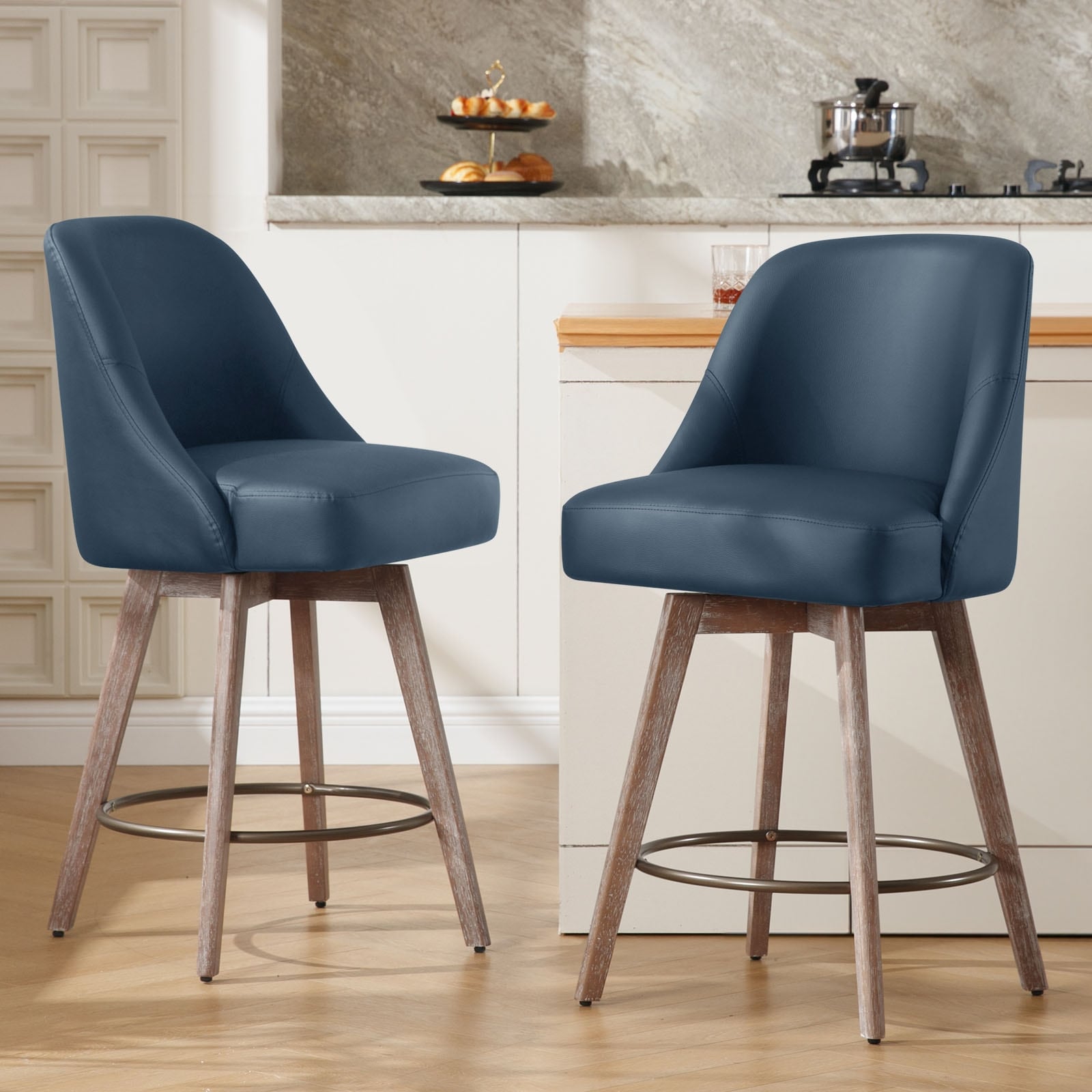 Tabouret de bar pivotant à hauteur de comptoir, rembourré - 39,37 (H) x 22,44 (P) x 21,65 (L)