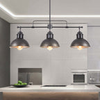 Suspension en forme de dôme de style industriel à 3 lampes, style ferme, en métal, pour îlot de cuisine linéaire, finition bronze huilé