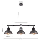 Suspension en forme de dôme de style industriel à 3 lampes, style ferme, en métal, pour îlot de cuisine linéaire, finition bronze huilé