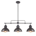 Suspension en forme de dôme de style industriel à 3 lampes, style ferme, en métal, pour îlot de cuisine linéaire, finition bronze huilé