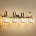 Applique murale de salle de bain moderne à 3 ou 4 lumières, en cristal, à intensité variable et linéaire, au-dessus du miroir