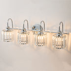 Applique murale de salle de bain moderne à 3 ou 4 lumières, en cristal, à intensité variable et linéaire, au-dessus du miroir