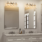 Applique murale de salle de bain moderne à 3 ou 4 lumières, en cristal, à intensité variable et linéaire, au-dessus du miroir