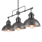 Suspension en forme de dôme de style industriel à 3 lampes, style ferme, en métal, pour îlot de cuisine linéaire, finition bronze huilé