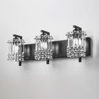 Applique murale en cristal à 3 lumières pour miroir de salle de bain moderne et glamour